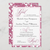 Cranberry Lace Faire-part de mariage religieuse (Devant / Derrière)