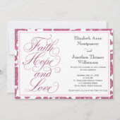Cranberry Lace Script Faith Hope & Love Wedding Kaart (Voorkant)