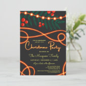 Cranberry Leaves Hanging Lights kerstfeest Kaart (Staand voorkant)