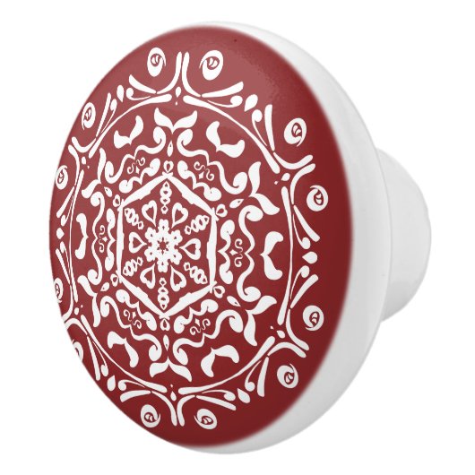 Cranberry Mandala Keramische Knop (Rechts)