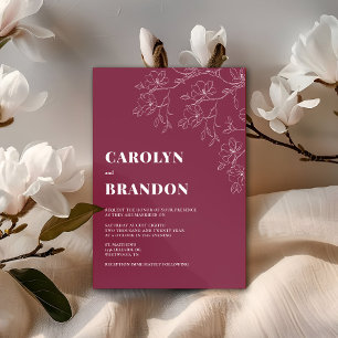 Cranberry Moderne Floral Faire-part de mariage