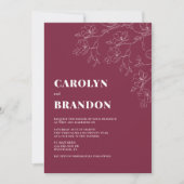 Cranberry Moderne Floral Faire-part de mariage (Devant)