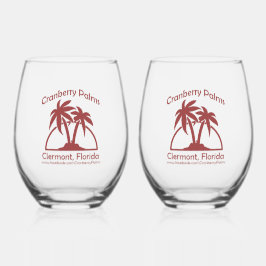 Cranberry Palms Stemless Wine Glasses Wijnglas Zonder Voet
