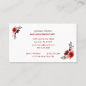Cranberry Red en Blush Pink Floral Gold Foil Visitekaartje (Achterkant)