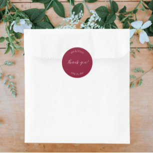 Cranberry Red gestileerde bruiloft Dank u Ronde Sticker