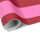 Cranberry Red, Hot Pink #2 XL Preppy Stripe 1X Cadeaupapier (Rol Hoek)