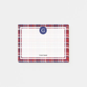 Cranberry Red Navy Blue Wt Madras Pset 1IR Post-it® Notes
