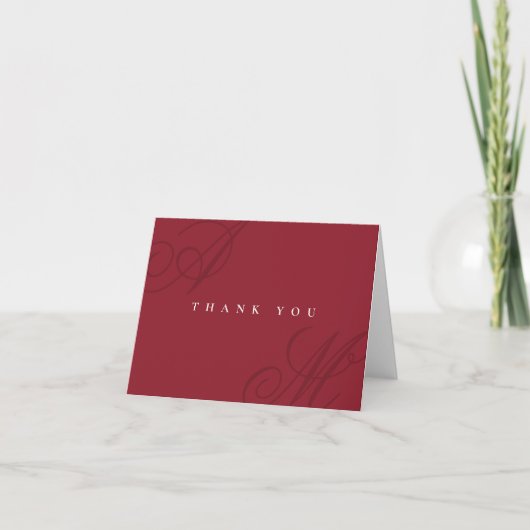 Cranberry Red Simple Minimal Mariage Merci (Devant)