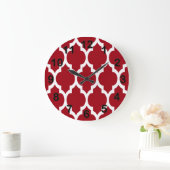 Cranberry Red White Moroccan Quatrefoil Pattern #4 Grote Klok (Huis)