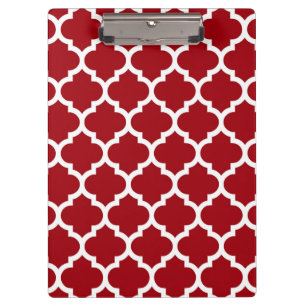Cranberry Red White Moroccan Quatrefoil Pattern #5 Klembord