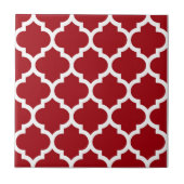 Cranberry Red White Moroccan Quatrefoil Pattern #5 Tegeltje (Voorkant)