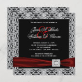 Cranberry rode en zwarte bruiloft kaart (Voorkant / Achterkant)