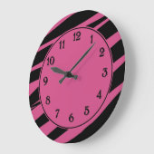 Cranberry roze en Black Zebra Print Grote Klok (Hoek)