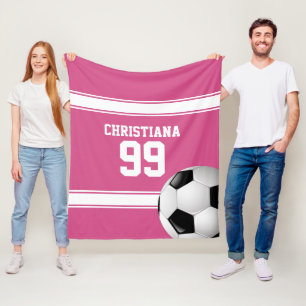 Cranberry roze en White Stripes soccer Fleece Deken