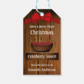 Cranberry Rustic Wood Kerstmis Cadeaulabel (Voorkant)