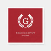 Cranberry What Wheat Laurel Wreater Initiaal Monog Servet (Voorkant)