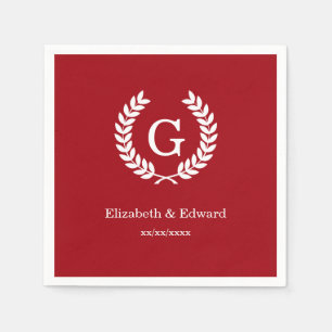 Cranberry What Wheat Laurel Wreater Initiaal Monog Servet