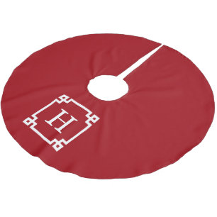 Cranberry WhGreek Key Lijst #2 Initiaal Monogram Kerstboom Rok