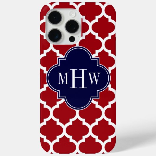 Cranberry WhMoroccan #5 Navy Blue Name Monogram Case-Mate iPhone Case (Achterkant)