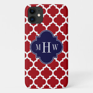 Cranberry WhMoroccan #5 Navy Blue Name Monogram iPhone 11 Hoesje