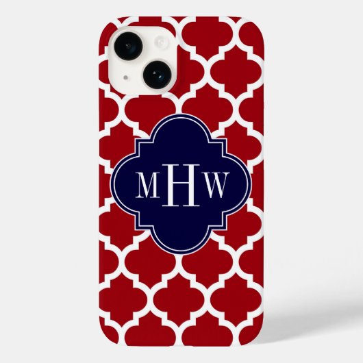 Cranberry WhMoroccan #5 Navy Blue Name Monogram Case-Mate iPhone Case (Achterkant)