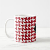Cranberry Whoundstooth Blk Quatrefoil Monogram Koffiemok (Links)