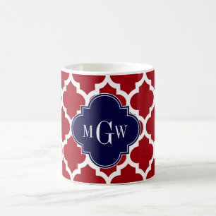 Cranberry Wht Marokkaans #5 Marineblauw Naam Monog Koffiemok