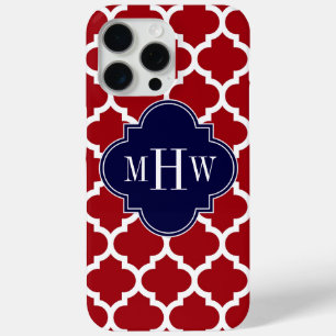Cranberry Wht Marokkaans #5 Navy Blauwe Naam Monog iPhone 15 Pro Max Hoesje