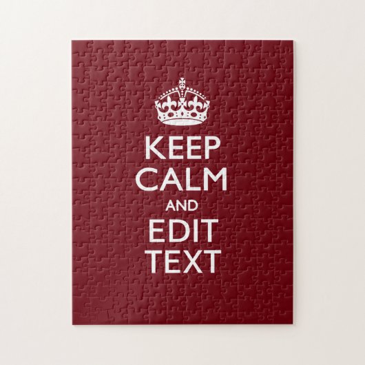 Cranberry Wine Burgundy Decor Keep Calm Jouw tekst Legpuzzel (Verticaal)