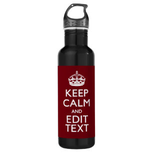 Cranberry Wine Burgundy Keep Calm en Jouw tekst Waterfles