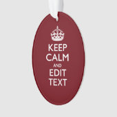 Cranberry Wine Burgundy Keep Calm have Jouw tekst Ornament (voorkant)