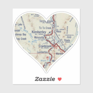 Cranbrook BC  Kaart Sticker