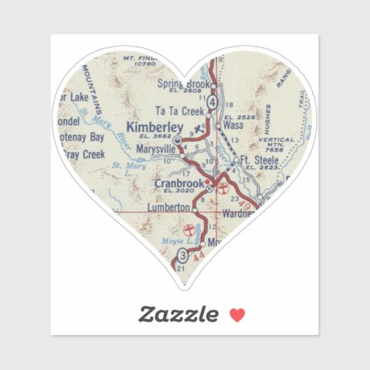 Cranbrook BC Kaart Sticker (Vel)