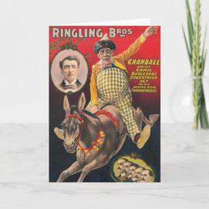 Crandall de clown optreden met zijn muilezel kaart