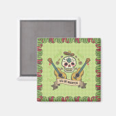 Crâne à sucre et guitares Dia de Muertos | Magnet (Recto/Verso)