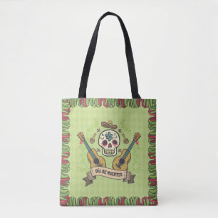Crâne à sucre et guitares Dia de Muertos   Sac fou