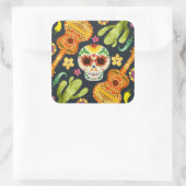 Crâne à sucre et guitares Dia de Muertos | Sticker (Sac)