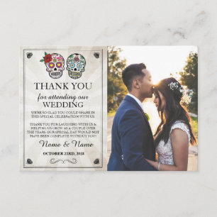 Crâne à sucre Halloween Merci Carte photo