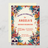 Crâne à sucre Invitation Anniversaire - Jour des M (Devant / Derrière)