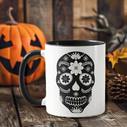 Crâne à sucre mexicain 2 Mug noir et blanc