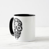 Crâne à sucre mexicain 2 Mug noir et blanc (Devant gauche)