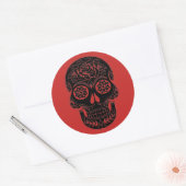 Crâne à sucre noir et rouge/Jour des Stickers Mort (Enveloppe)
