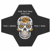 Crâne à sucre rose jaune sur noir (Plat)