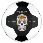 Crâne à sucre rose jaune sur noir (Devant)