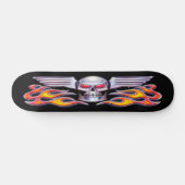 Crâne ailé avec Flames Skateboard (Horz)