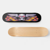 Crâne ailé avec Flames Skateboard (Horz)
