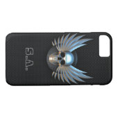 Crâne ailé bleu iPhone 7 Coque (Dos (Horizontal))