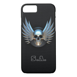 Crâne ailé bleu iPhone 7 Coque