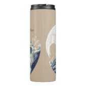 Crane and Japanese wave illustration. Traditional  Thermosbeker (Achterkant)