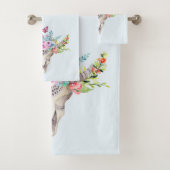 Crâne animal Boho avec papillons et fleurs (En situation)